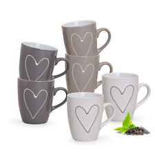 Schöne Herzen Tassen 6er Set Keramik Kaffeetassen 250 ml