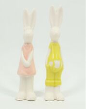 Keramik Hasenpaar 9cm rosa/grün 2-tlg. Osterhase Ostern Kaninchen Hase Frühling
