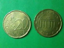2 Stück 20 Cent MÜNZEN Deutschland im SET 2002 J + G  Gebraucht aber Super...