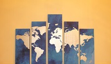 Wandbild weltkarte tlg - weltkarte, 5-tlg