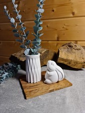 3 Teile Hase Geschenk Set Deko Oster Hasen Set Vase Echt Holz Brett Ostern💗