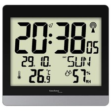 TechnoLine Digitale Wanduhr - Schwarz/Silber (WS8014)