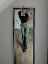 Tally Weijl Hose Cargohose Cargo XS 34 Damen high-waist mid grün olive khaki