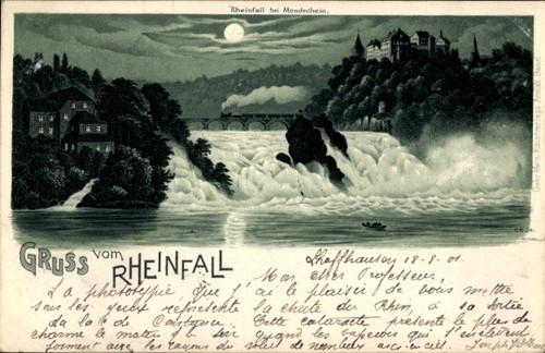 Mondschein litho rheinfall - mondschein,