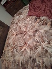 Echt Pelzdecke-Tagesdecke- Sofa- Überwurf, Fuchspfoten im Sterndesign, 220 x 200