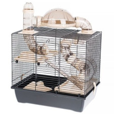 INTERZOO Hamsterkäfig Nagerkäfig mit viel Zubehör und Toilette 42 cm beige