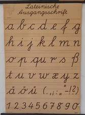 Schulwandkarte lateinische Ausgangsschrift Rollkarte Lehrtafel  Original Vintage