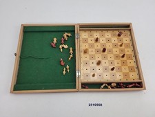 Schachspiel Reiseschach Holzkassette Holzfiguren zum Stecken Vintage #2510568