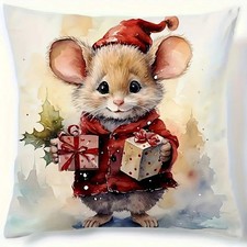  Kissenbezug Kissenhülle Dekokissen Weihnachten  Maus 45x45cm Neu