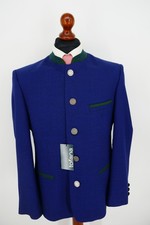 Tofana Lodenfrey Trachten Janker Gr.50 Schurwolle Leinen Mix Blau NEU + Etikett