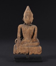 Small Seated Buddha Shakyamuni, Teakwood, wood carving, Laos / Northern Thailand