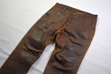 Vintage Leder Hose Leather Pant Trouser Motor Rad Cycle Braun Cognac Biker 34