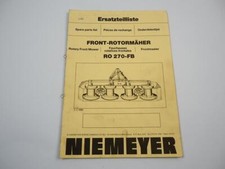 Niemeyer RO270 FB Front Rotormäher Ersatzteilliste 1985
