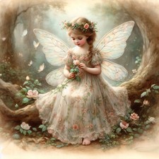 Deko Bild Fee Elfe Blumen