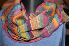 INVERO Schal Cacha; Streifenmix; Heide Bunt; Merino ca. 180x35 cm ; Neu