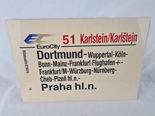 Zuglaufschild EC EuroCity 51 Karlstein/Karlstejn - Dortmund-Praha hl.n.