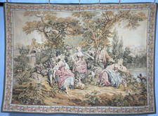 Vintage Französische Herrliche Romantische Gartenszene Wandbehang Wandteppich 209x156 cm