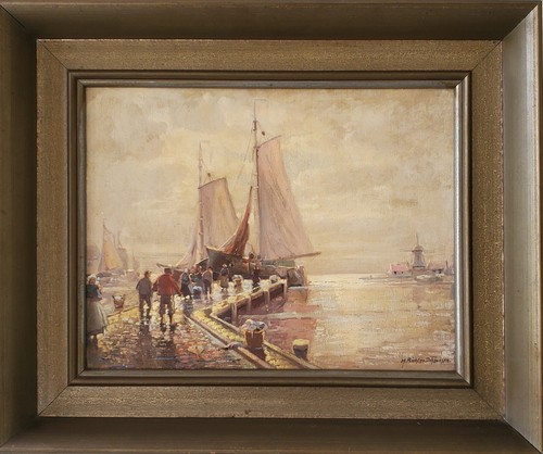 Gemälde öl landschaft hafen - gemälde,