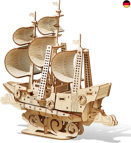Holz segelboot puzzle - 3d,