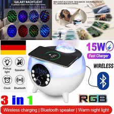 15W Smart Lampe Bluetooth Lautsprecher Wireless Ladegerät RGB Wecker Nachtlicht