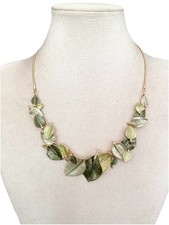 Halskette Damen Statement  Modeschmuck Goldfarbig  Grün Collier Schlangenkette