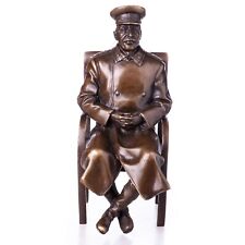 Vintage Bronzefigur Joseph Stalin sitzend auf seinem Stuhl