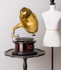 Trichter Grammophon Antik Holz Rund Gramophone Art Deco his masters Voice Retro