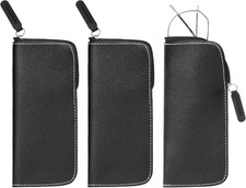 Brillenetui Leder 3 Stück, Tragbarer Brillenetui Weich Mit Reißverschluss, Schla