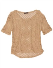 ZARA Damen Häkel Bluse Top UK 8 Small Off White Floral DO05