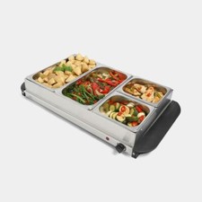 300W 4 Pfanne Buffet Server Zuhause Küche Lebensmittel Wärmer Edelstahl Teller Tablett Heiß