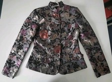 Toller Gobelin Blazer 36 Leicht Tailliert Miss H Blumen Festlich Party Prächtig
