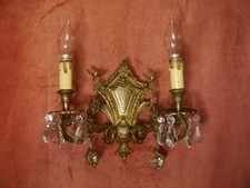 MITTLERE WANDLAMPE PAAR ANTIKE FORM FRANZÖSISCHES MESSING Vögel LAMPEN