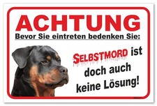 AdriLeo Schild - Vorsicht Rottweiler - Selbstmord - Achtung Hund Wachhund