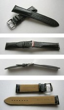 KLASSISCHES ECHTLEDERUHRBAND Newton & Sons TEJU - EIDECHSENPRÄGUNG 22 mm SCHWARZ