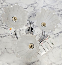 Decken Lampe Wohnraum Rondell Glas Strahler-Chromstrahler 3 Flammig + 3x LED