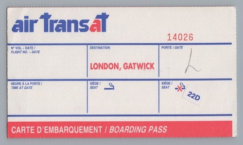 Air transat bordkarte airline - transat,