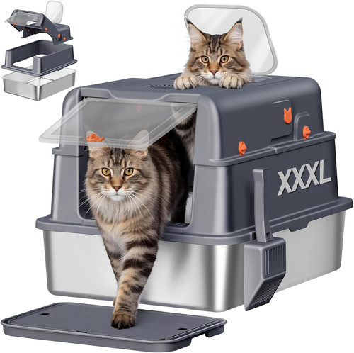 Katzentoilette aus edelstahl - aus,