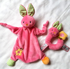 KUSCHELWUSCHEL Karstadt SET Schmusetuch HASE & Greifling Rassel HASE rot TOP NEU