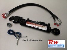 Hydraulischer Oberlenker Kat. 2, 230 mm Hub, gest. Rückschv., incl. Schläuche