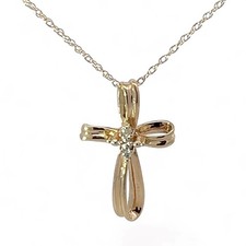 10k Gelbgold Brillantschliff Diamant Kreuz Anhänger 18in (KS1019791)