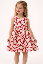 OBAIBI Girls Red White Leaf