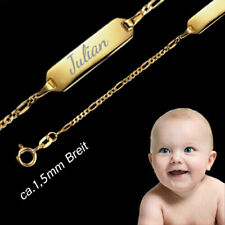 Baby Identitätsarmband Figaro-ca.1,5mm Breit-Echt Gold333(8Karat)-pers.Gravur
