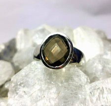 Ring mit Rauchquarz, 925er Silber, Gr. 19,1 - Braun -