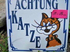 Fliese Achtung Katze Keramik 15x15 cm made in Spain tolles Geburtstag Geschenk 