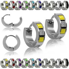 2 Creolen Creolen Huggie Clips Ringe Schnapp Ohrringe Damen Herren Glitzer Sparklin 