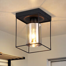 1/4 Flammig Deckenleuchte E27 mit Grau Glasschirm Metallrahmen Wohnzimmer Flur