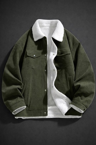 Dunkelgrüne cordjacke mit - cordjacke,