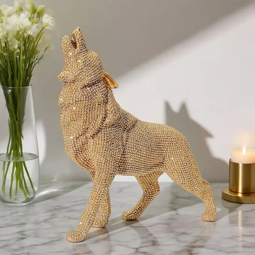 Goldene wolf statue aus - goldene,