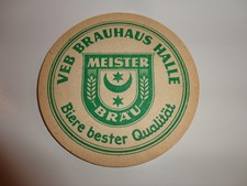 VEB    Brauhaus Halle   Bierdeckel  Meisterbräu  DDR