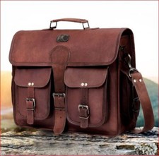 Herren Original Vintage Leder Kuriertasche Man Handtasche Laptop Aktentasche